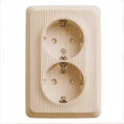 Розетка угловая двойная c/з со шторками Этюд сосна [уп 8шт]