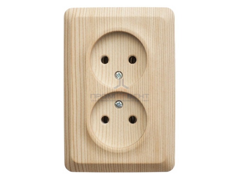 Розетка угловая двойная б/з Этюд сосна [уп 9шт]