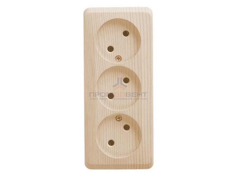 Розетка тройная б/з Этюд сосна [уп 11шт]