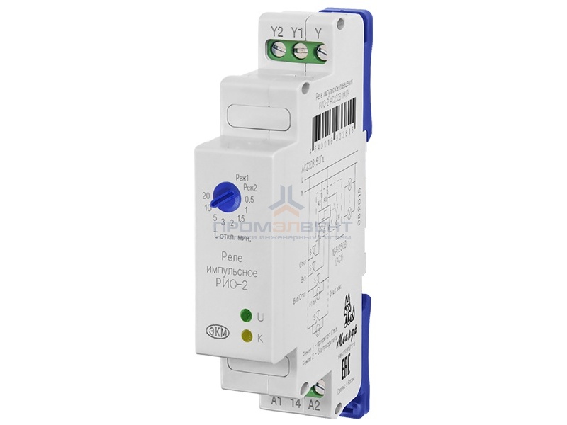 Импульсное реле освещения РИО-2 АС230В УХЛ4  + встроенный таймер на срабатывание от 0,5мин. до 20мин